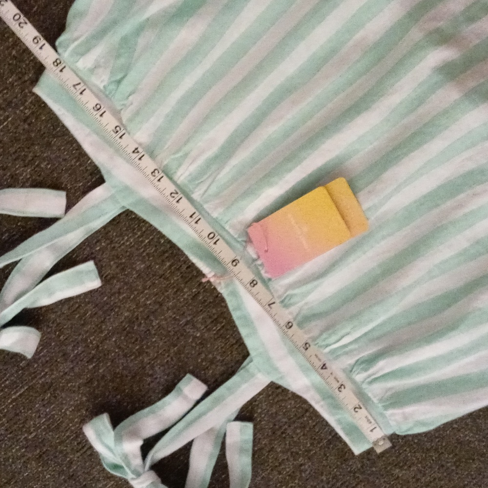 🆕️ 🌴Stoney Clover x Target🌴 - Green/White Stripe Linen Blend Tie Shoulder Top - Picture 9 of 10